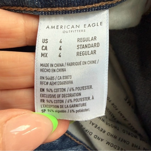 American Eagle Outfitters Blue Distressed Skinny Jeans Size 4 Stretch Streetwear - Picture 4 of 9